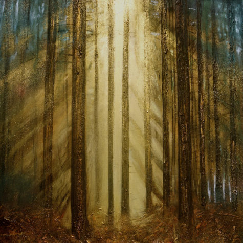 Oxidised Trees & Sunlight (on metal) by Julie Oldfield