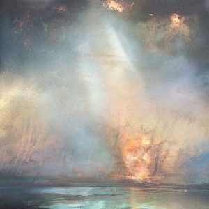 Copper Occlusion 1 | 400mm square | Mixed media on copper sheet by Julie Oldfield