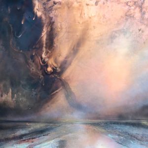Lost Empyream | 1400mm x 1000mm | Mixed media on burnt copper with chemical reactions, oil, water-based paint and pastels, by Julie Oldfield