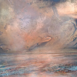 Copper Storm | 1400mm x 700mm | Mixed media on burnt and weathered copper sheet, using acid for chemical reactions