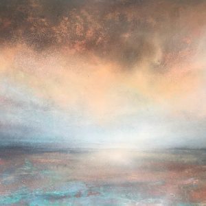 Charred Sky Light | 1400mm x 700mm | Mixed media on burnt copper sheet