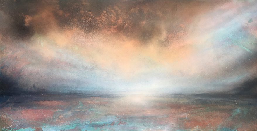 Charred Sky Light | 1400mm x 700mm | Mixed media on burnt copper sheet