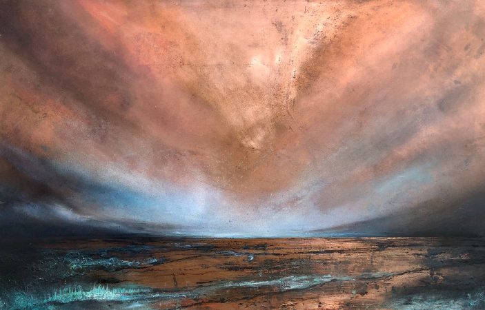 Copper Sky Light | 1000mm x 500mm | Mixed media on copper