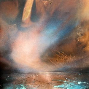 Mixed media painting on copper (6584)